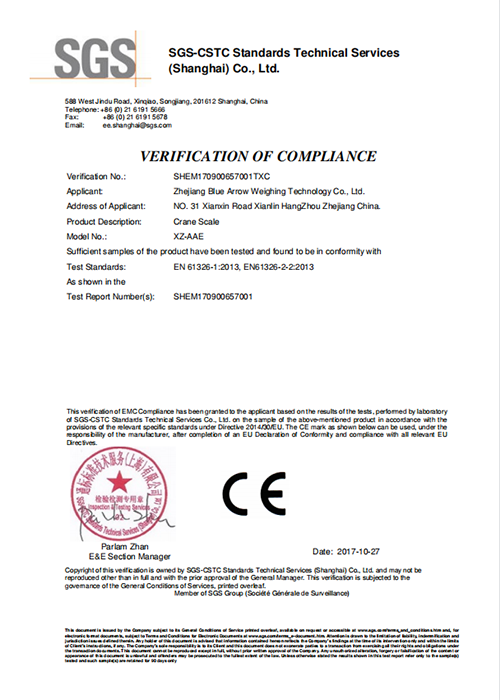 XZ-AAE CE Certificate